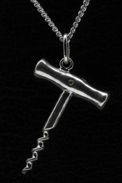 Zilveren Kurkentrekker ketting hanger - groot