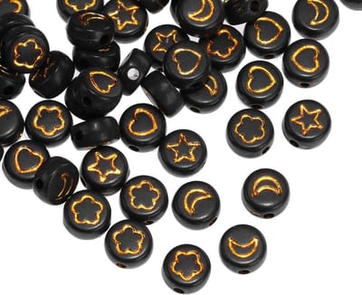 200 Stuks Zwarte Platte Ronde Acryl Kralen - Losse Kralen voor DIY Sieraden, Armbanden en Creatieve Projecten