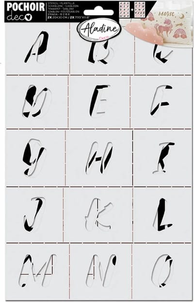 Aladine sjabloon set alfabet 20x30 cm - creatieve stencil voor kinderen.