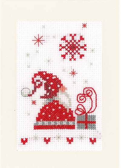Vervaco - Wenskaart kit - Kerst - Kerstkabouters met cadeaus set van 3 - PN-0165989 - Borduren - Borduurpakket - Borduurpakket volwassenen - Borduurpakket kind
