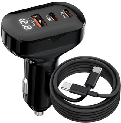 Premium Autolader – 72W – USB-C (2x) & USB-A – PD & PPS – Snellader voor Auto - Sigarettenaansteker USB oplader auto + USB C kabel