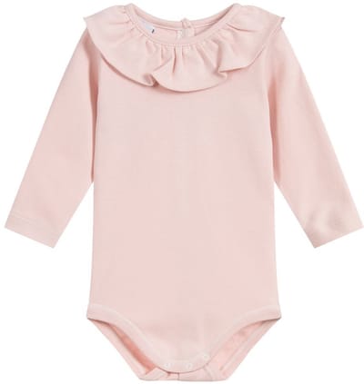 Babidu Romper / Body | 1117 | roze | lange mouw | royale ruchekraag | 9 maand | maat 74