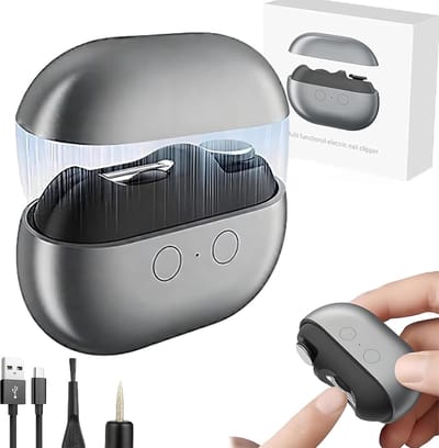Nagelknipper - Elektrische nagelknipper, 1-pack nageltrimmer - Veilig, pijnloos trimmen, oplaadbaar en stil, draadloze automatische nageltrimmer met licht (zwart)