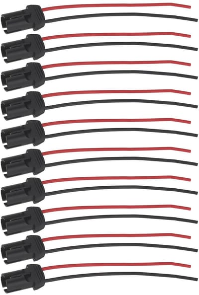 Allecto - Voorbedrade T10 Push Auto Licht Socket - 10 Stuks - Zwart - LED Connector - Voor 12V/24V - Ideaal voor Dashboard en Parkeren