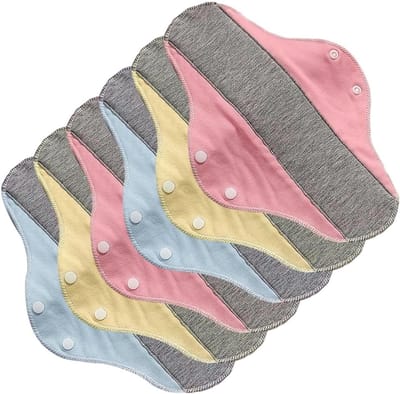Herbruikbare Pads - Stoffen Maandverband - Ecologisch Welzijn - Maximale Lekbescherming - Set van 6 - Mix Kleuren