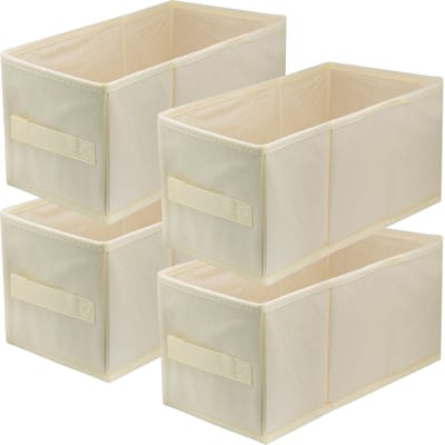 LAVITA Stoffen Opbergmanden 15x31x15 cm - Crème Kast Organizer 4 Stuks - Opvouwbare Ladeverdeler - Textiel