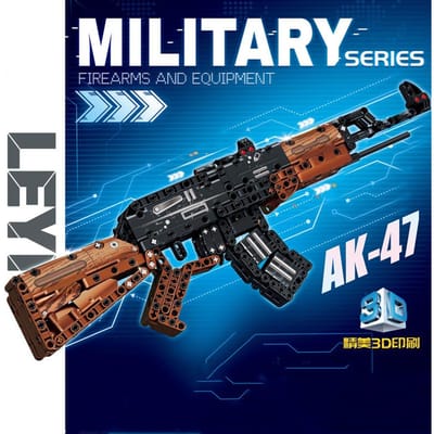 MP7 machinepistool bouwstenen kunnen kogels afvuren assemblage pistool puzzel model jongen militair wapen liefhebber cadeau 98k speelgoed blue