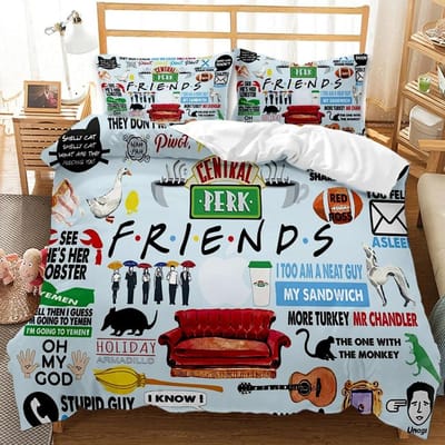 Vrienden Voor Altijd Beddengoed Dekbedovertrek Met 2 Kussens Eenvoudige Stijl Beddengoedset Ontspannen Zacht Queen Size Modern Huis Patroon Stijl AU Single 140x210cm