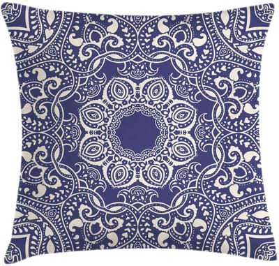 ABAKUHAUS Kussenhoes – Dubbelzijdig bedrukt – 60x60 cm – Creme Blauw