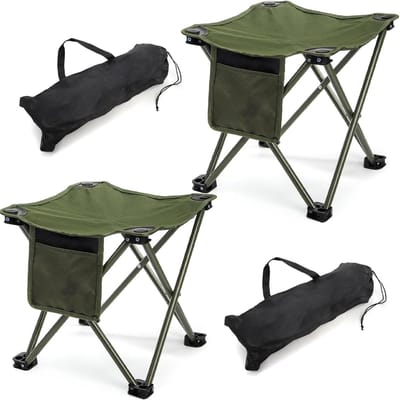 Campingstoel - Campingstoel opvouwbaar - Kampeerkrukjes - draagbare kampeerstoelen - Lichtgewicht inklapbare krukjes met zijvakken en draagtassen - Ideaal voor wandelen - vissen - picknicks - strandbezoek en tuinfeestjes - Set van 2 - Groen