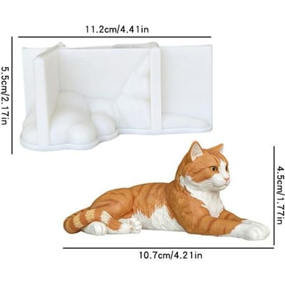 3D Simulatie Kat Kaarsvormige Siliconen Vorm Dier Fondant Vorm Doe-het-zelf Chocolade Bakvorm Gipsvormen Taart Decoratie Gereedschap white