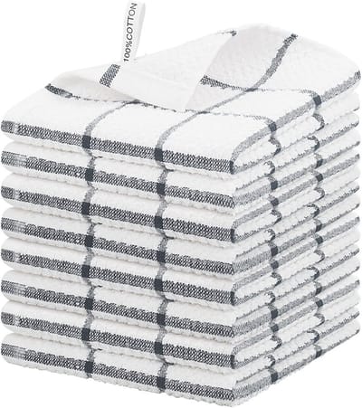 8x Katoenen Vaatdoeken Grijs Geruit - Superabsorberend & Zacht voor Afwassen en Schoonmaken