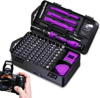 Schroevendraaierset - Precisie gereedschap - Elektronica reparatie - 115-delige bitset - Compact formaat - Paars