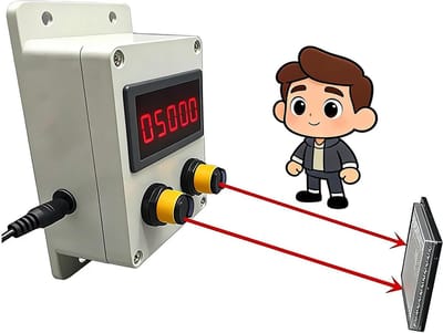 Digitale Klantenteller - Bezoekersmeter Personen - Winkelbezoek Tellen - Bidirectionele Sensoren - 150x90x55 mm - Grijs