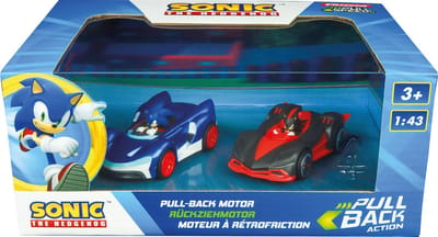 Carrera Speelgoedvoertuig - Sonic the Hedgehog Sonic vs. Shadow - Pull Back Auto - Terugtrekauto - 1:43 - 2 Stuks