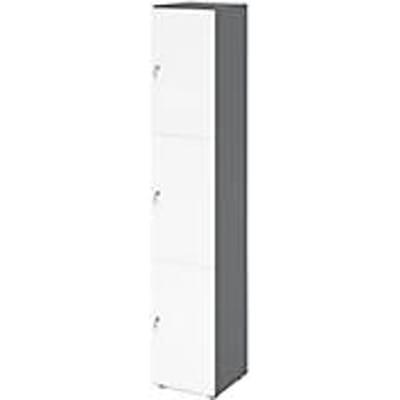 Topas Line lockerkast, 6 dossierhoogtes, 3 vakken, cilinderslot, B 400 x D 420 x H 2156 mm, grafiet/wit