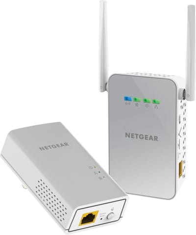 Netgear PowerLINE 1000 + WiFi (PLW1000) Powerline Extender 1000Mbps 1Gigabit Port 1 Powerline Extender + 1 WiFi Extender Homeplug / PowerLine