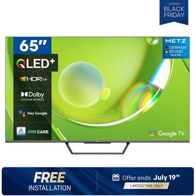 METZ Smart TV, MQD7500Z, 65", QLED, 4K UHD, HDR 10, Google TV, HDMI en USB, Slim, Modern, Zwart