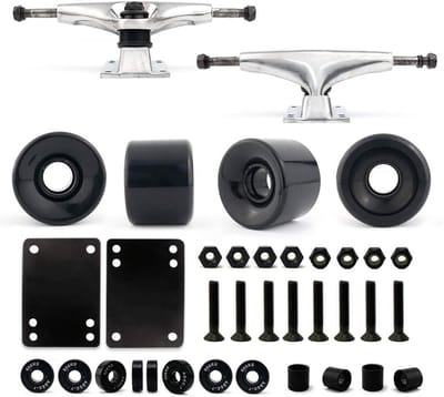 Cruiser Skateboard Truck en Wiel Set met Lagers, Schroeven en Riser Pads