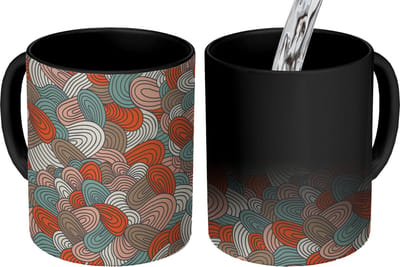 Magische Mok - Foto op Warmte Mokken - Koffiemok - Boho - Patroon - Line art - Abstract - Magic Mok - Beker - 350 ML - Theemok