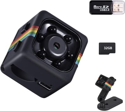 Mini Camera - Verborgen Camera - Beveiliging Binnen - Geen Wifi Nodig - 32GB Geheugen - Zwart