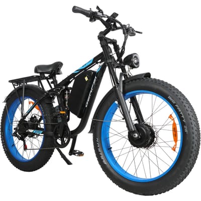 BAOLUJIE DP2603 Elektrische Mountainbike, 52V 32Ah Verwijderbare Batterij, Volledige Vering blauw