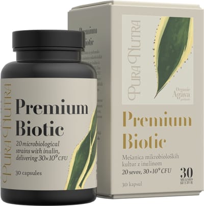 Pura Nutra Premium Biotic – biotica supplementen - Compleet met 20 Bacteriestammen, 30 Miljard Culturen, FOS & Inuline - 30 Capsules | Premium supplements