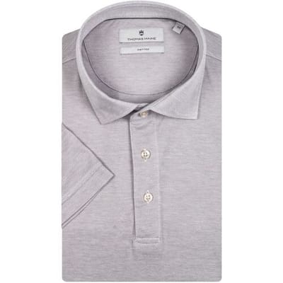 Thomas Maine Polo Cotton Piqué Short Sleeve Licht Grijs / male