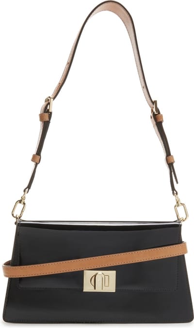 FURLA Leren Schoudertas Avondtas Zoe Shoulder Bag Nero Zwart