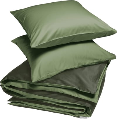 Yumeko dekbedovertrek katoensatijn dubbelzijdig olive 200x220 + 2/60x70 - Bio, eco & fairtrade