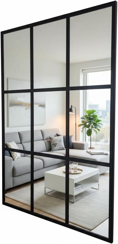 Industriële Rechthoekige Wandspiegel met Zwarte Aluminium Lijst 120x80 cm