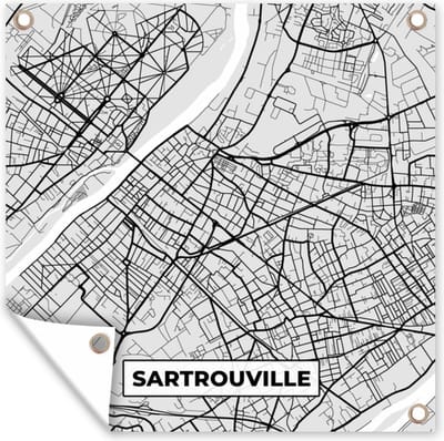Tuin poster Plattegrond - Kaart - Stadskaart - Frankrijk - Sartrouville - 200x200 cm - Tuindoek