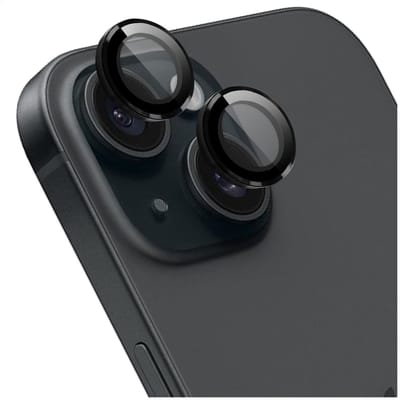 Rosso Camera Frame Protector Geschikt voor Apple iPhone 15 / 15 Plus - Case Friendly - 9H Tempered Glass voor Cameralens - Gemakkelijke Installatie met Tray - Zwart