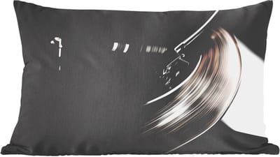 Sierkussens - Kussentjes Woonkamer - 60x40 cm - Close-up - Vinylplaat - Platenspeler - Zwart