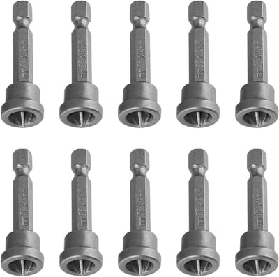 Set van 10 Magnetische Schroefbits voor Gipsplaten, 50mm PH2 Hex Shank, Ideaal voor Bouw en Klussen