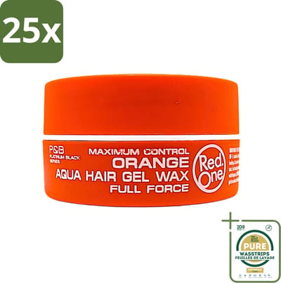 25 x Red One - Haarwax - Aqua Orange - Verfrissende Styling - Voor Sterke Hold & Glanzende Finish - 150 ml - Grootverpakking - Haarwax - Aqua Orange - Styling - Strong Hold - Glanzende Finish