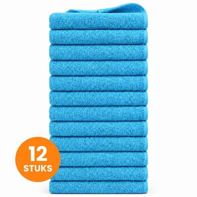 Funnies Handdoeken 12-Pack Blauw - Set van 12 Luxe Handdoeken - 50 x 100 cm - Hoogwaardig 100% Katoen - 500 gram/m² Dikke, Zachte en Sneldrogende Handdoek - Ideaal voor Badkamer, Sport, Sauna, Zwembad en Vakantie