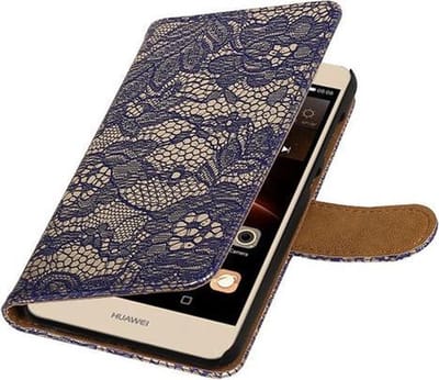 Blauw Lace booktype wallet cover hoesje voor Huawei Y6 II Compact