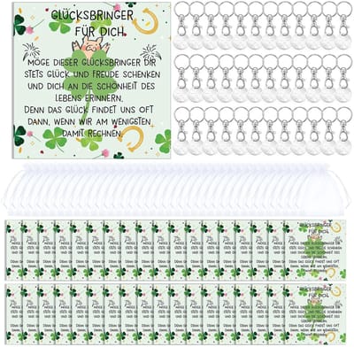 Dailygoods- Geluksbrenger Sleutelhanger - Geluksbrenger Cadeautje - Gelukskaart - Winkelwagenchip - Klavertje Vier - Praktische Metgezel voor Dagelijks Gebruik - Geluksgeschenk