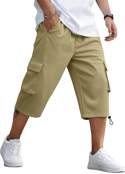 Cargoshorts voor heren, 3/4 broek, zomer, korte broek, katoen, cargobroek met 6 zakken
