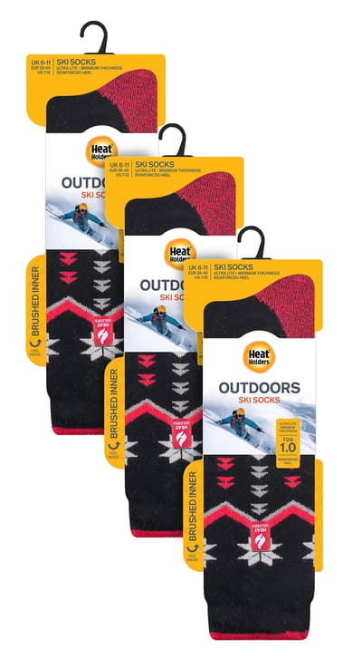 Heat Holders - 3 paar Ultra Lite skisokken voor heren - Zwarte Fairisle