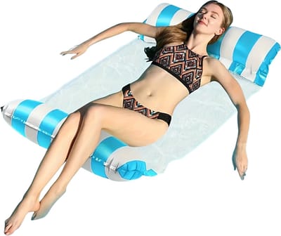 Livano Luxe Waterhangmat - Luchtbed Zwembad - Luchtmatras Opblaasbaar - Water Hangmat - Aqua Lounge - Licht Blauw