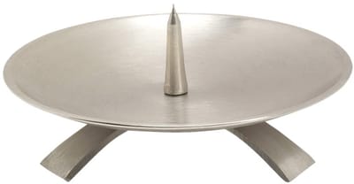 Dailygoods- Kroonluchter Ø13cm - Drievoet Kandelaar - Vernikkeld Messing - Mat Zilver - Altaar Kandelaar - Handgemaakt Kwaliteit