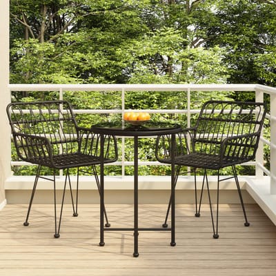 vidaXL - 3-delige - Tuinset - poly - rattan - zwart