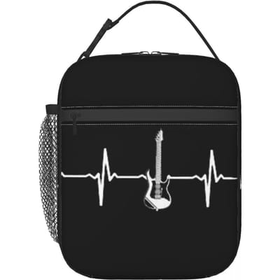 Elektrische Gitaar Hartslag Geïsoleerde Lunchtas voor Vrouwen Kinderen Draagbare Voedseldozen Thermische Lunchbox Tote One Size