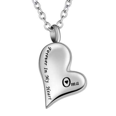 Fako Bijoux® - Ashanger / Assieraad - Hart - Forever In My Heart - Oma - Edelstaal - Zilverkleurig