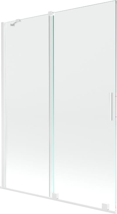 Mexen Velar badwand tweedelige schuif 130 x 150 , transparant, wit - 896-130-000-01-20