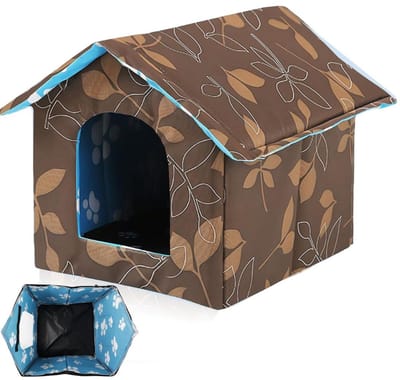 CRLYN® Kattenhuis voor Buiten - Kattenhok Binnen - Kattenbench - Kattenren - Bruin en Blauw
