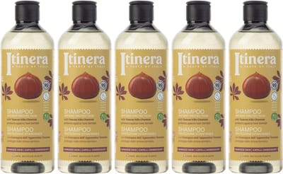 ITINERA - Shampoo voor beschadigd haar met kastanje uit de Toscaanse heuvels, 95% natuurlijke ingrediënten, 370 ml (5 stuks)