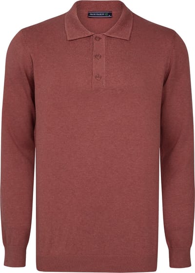 Felix Hardy Gebreide Polo Trui - Polo Kraag - Sweater - 100% Katoen Heren Gedroogde Roos - M